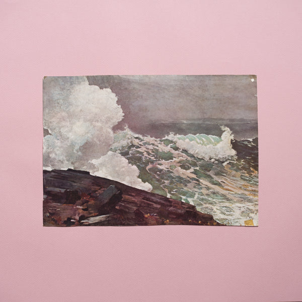Ocean art against a pink backdrop