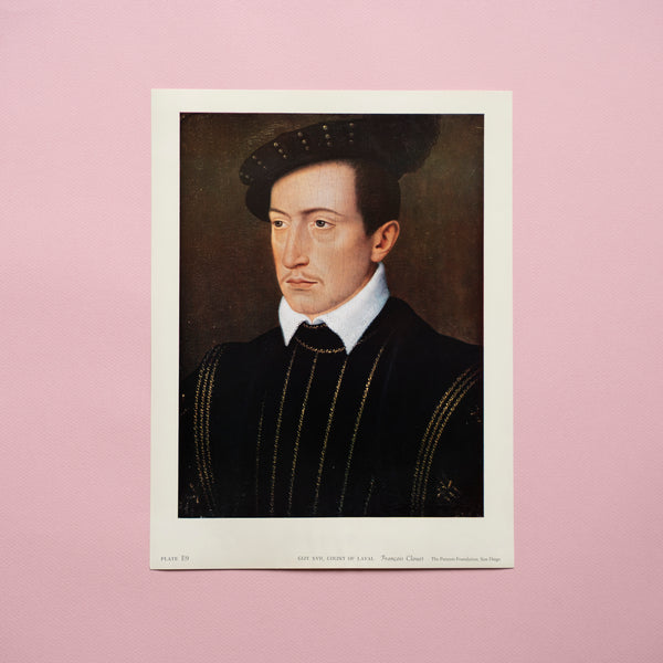 Vintage 1959 François Clouet "Guy VIII, Count of Laval" Portrait Art Print at Golden Rule Gallery in Excelsior MInnesota