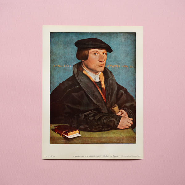 Vintage 1959 Holbein the Younger "A Member of the Wedigh Family" Portrait Art Print