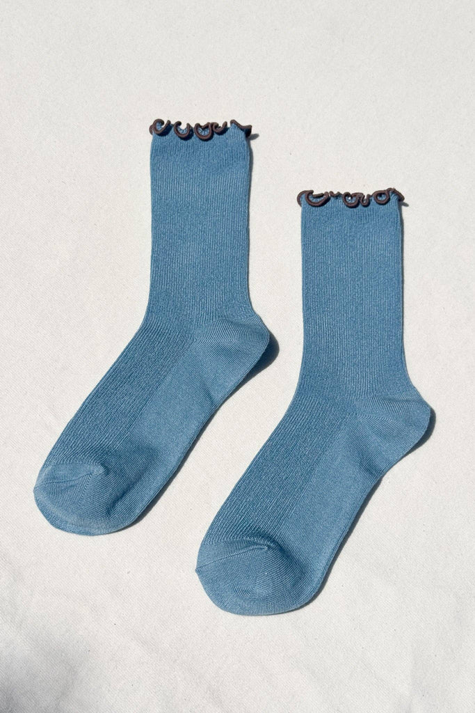 Blue and Brown Ruffle Noble Socks 