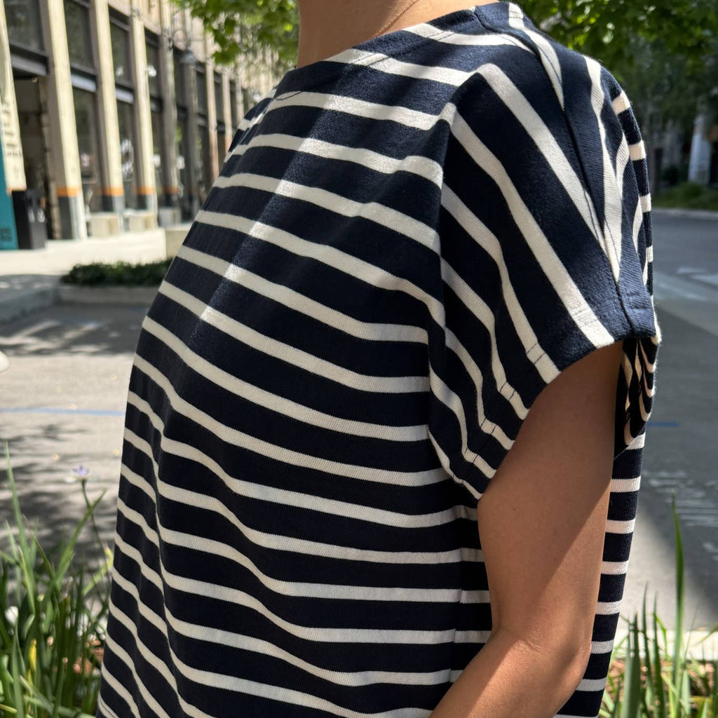 Navy and White Boxy Tee Shirt