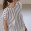 Navy and White Striped Shirt With Cut Off Sleeves