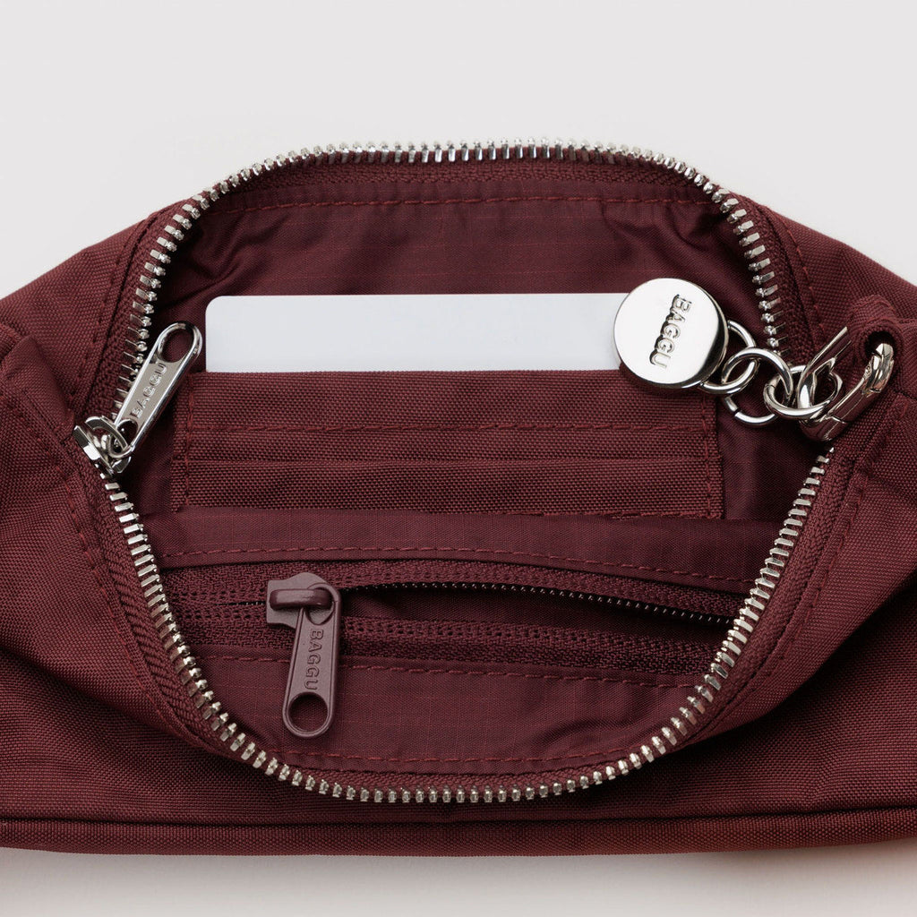 Nylon Baggu Pochette Shoulder Bag in Mahogany Interior at Golden Rule Gallery