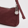Nylon Baggu Pochette Shoulder Bag in Mahogany with Happy Keyloop at Golden Rule Gallery