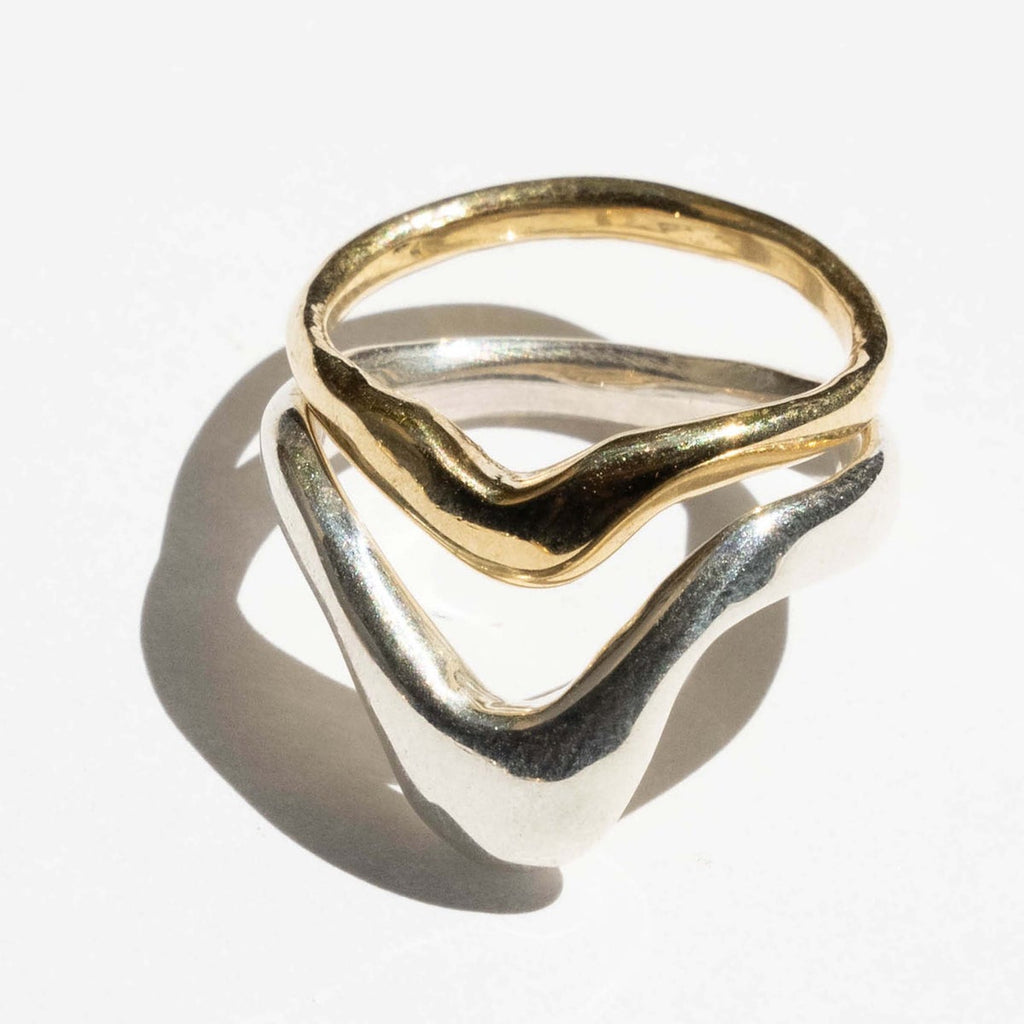 Mixed Metal Handmade Stacked Rings by Moneh Brisel