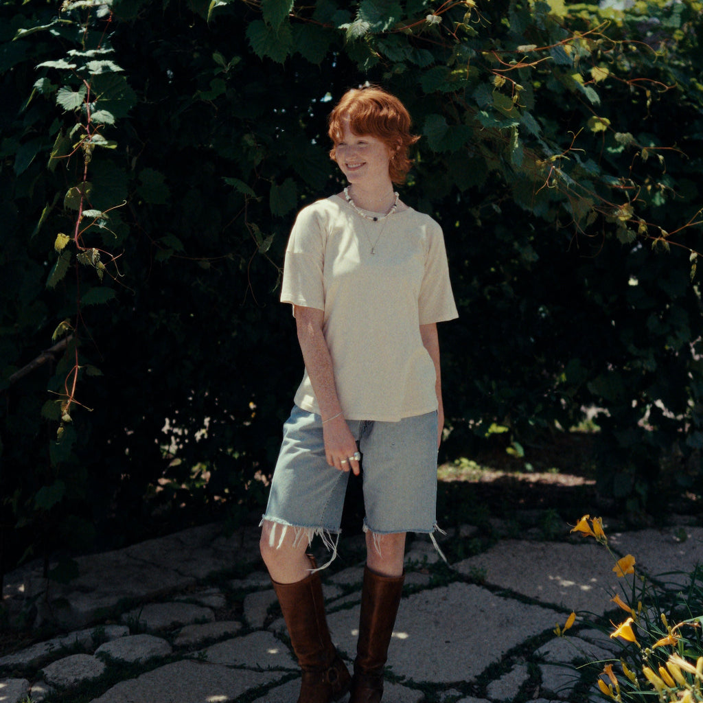 Off White Classic Tee Shirt by Le Bon Shoppe at Golden Rule Gallery