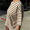 Oversized Brown and White Stripe Cotton Top