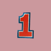 Embroidered patch with the number '1' on a white background