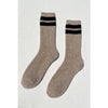 Pair of Beige Snow Socks with Varsity Stripes