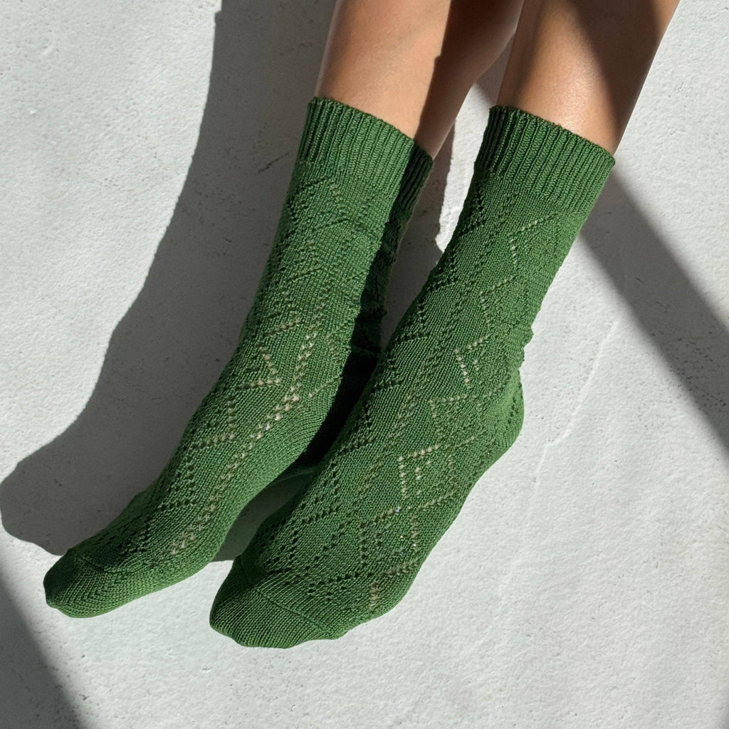 Palm Green Modal Eyelet Socks