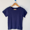 Navy Blue Pointelle Short Sleeve Baby Tee Shirt