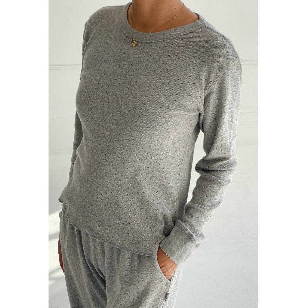 Grey Long Sleeve With Pointelle Design