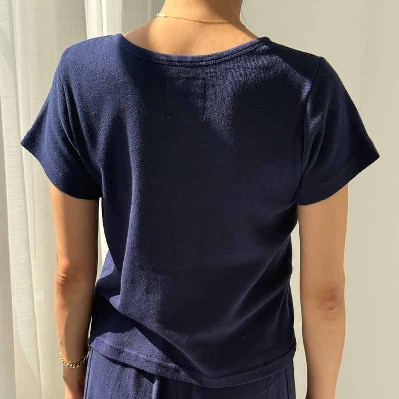 Back of Le Bon Shoppe Navy Pointelle Tee