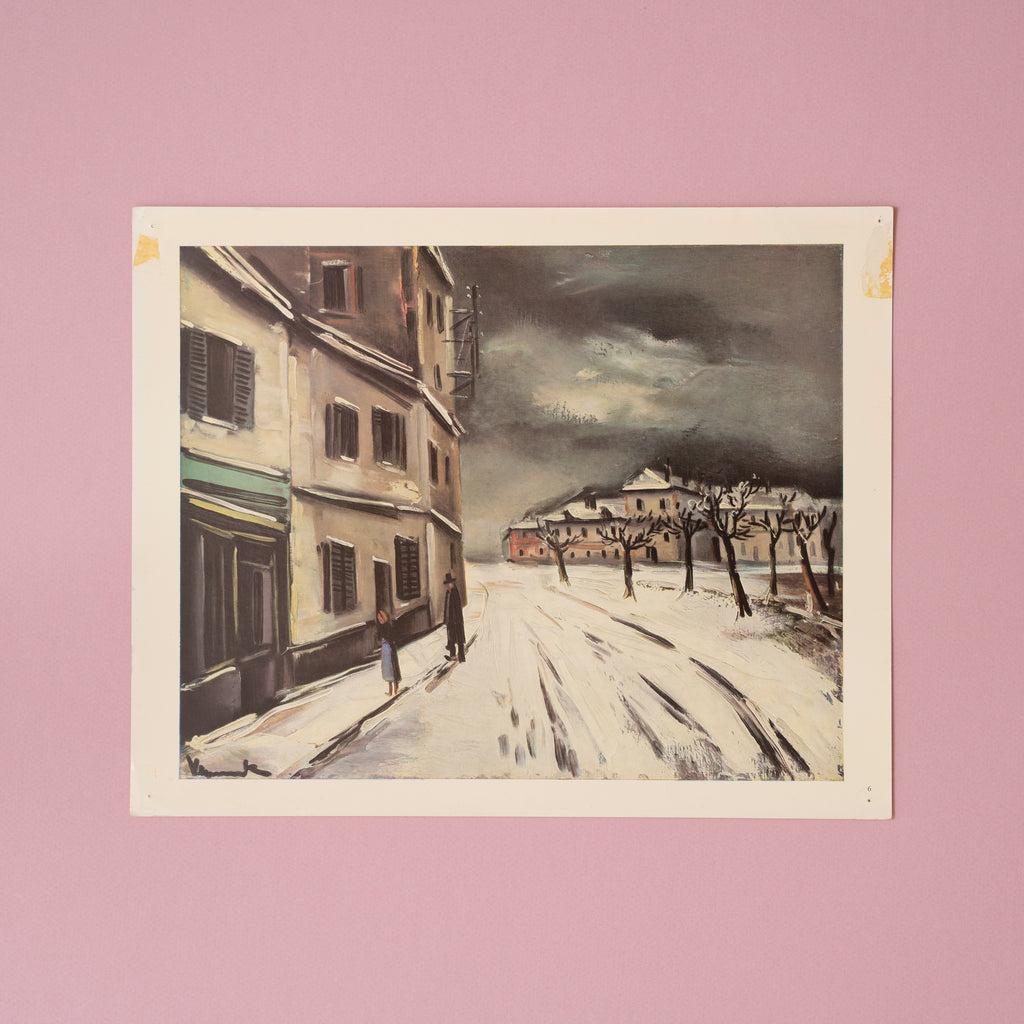  Vintage 1940s Vlaminck "Winter Landscape" Swiss Art Print at Golden Rule Gallery in Excelsior, Minnesota