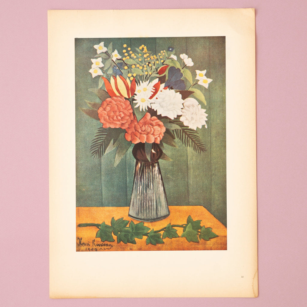 Vintage 40s Flower Bouquet Lithograph Print