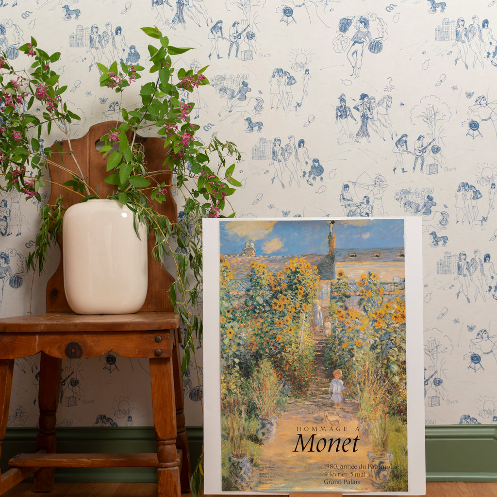 Vintage 80s Monet Garden Poster