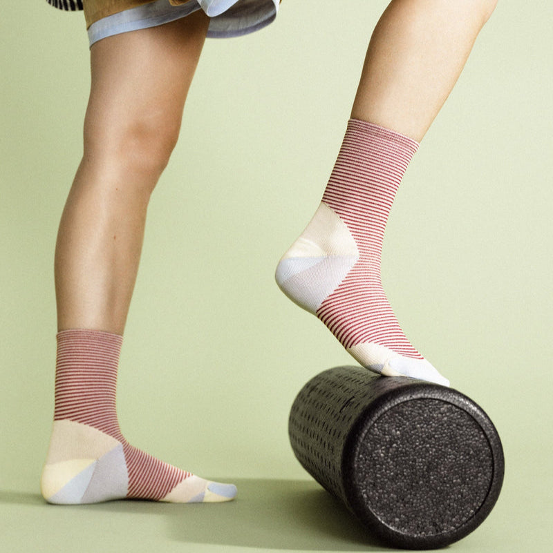 Ping Pong Sporty Short Crew Socks in Merlot Hansel from Basel at Golden Rule Gallery in Excelsior