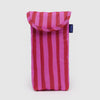 Pink Red Painted Stripe Baggu Puffy Glasses Cases at Golden Rule Gallery