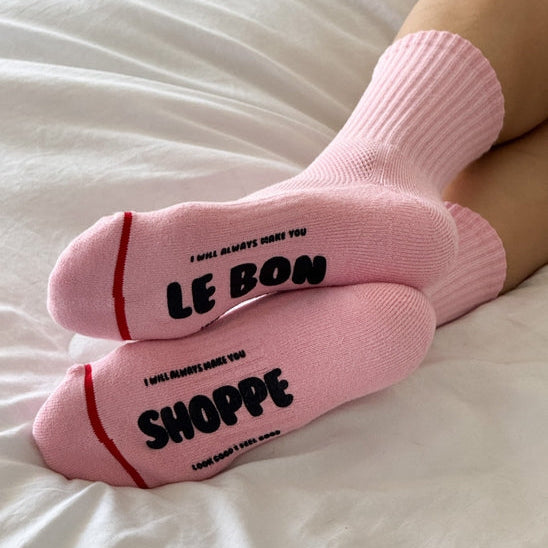 Pink Socks with Grip at the Bottom at Golden Rule Gallery