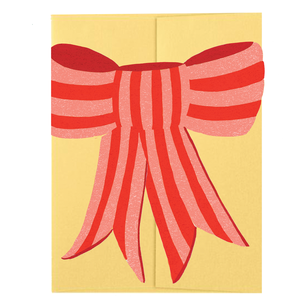 Pink Stripy Bow Die Cut Card
