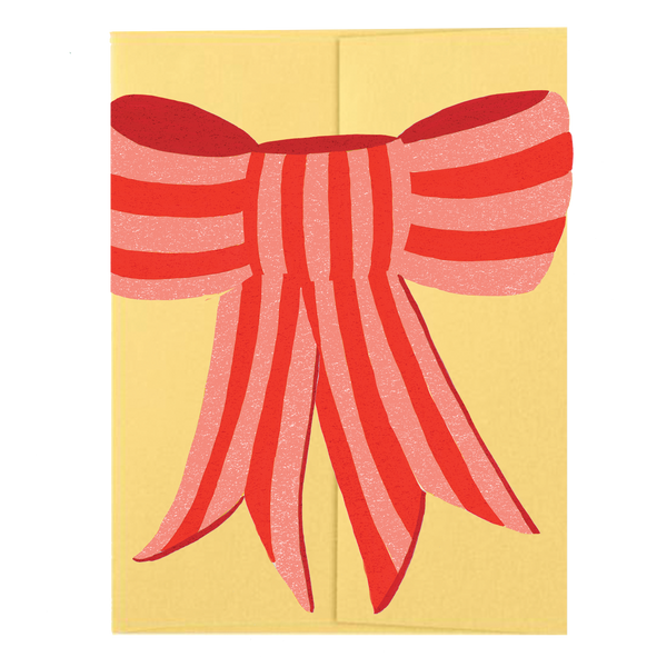 Pink Stripy Bow Die Cut Card