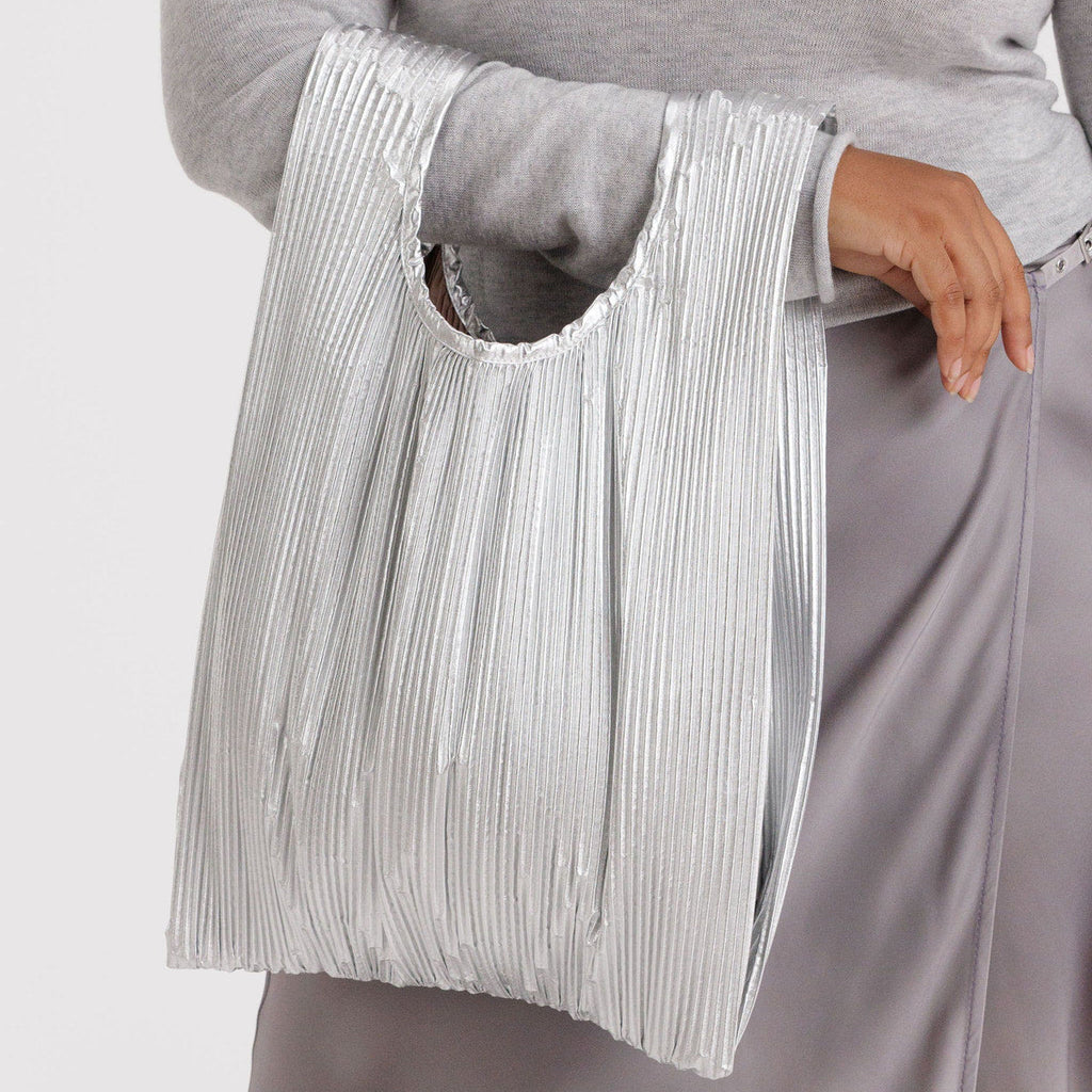 Pleated Baggu Bag in Chrome Metallic at Golden Rule Gallery