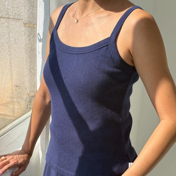 Pointelle Eve Cami in Navy