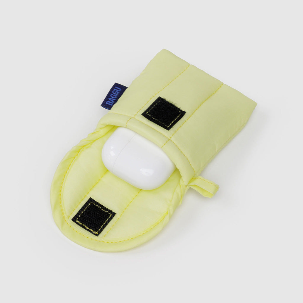 Pomelo Yellow Travel Earbud Case Velcro by Baggu at Golden Rule Gallery in Excelsior