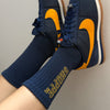Preppy Socks by Le Bon Socks in Gold and Navy at Golden Rule Gallery