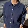 The Club Cardigan in Navy Made of 100% Cotton