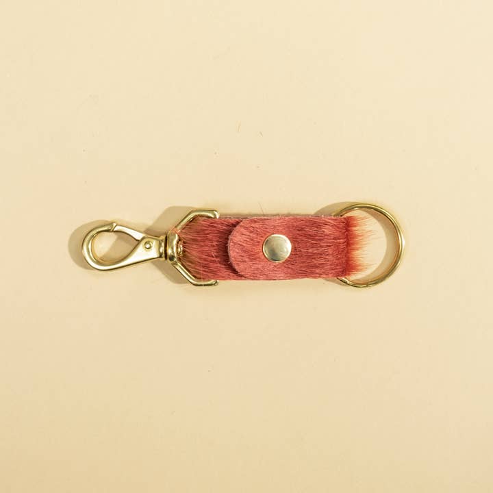 Red Fur Leather Keychain