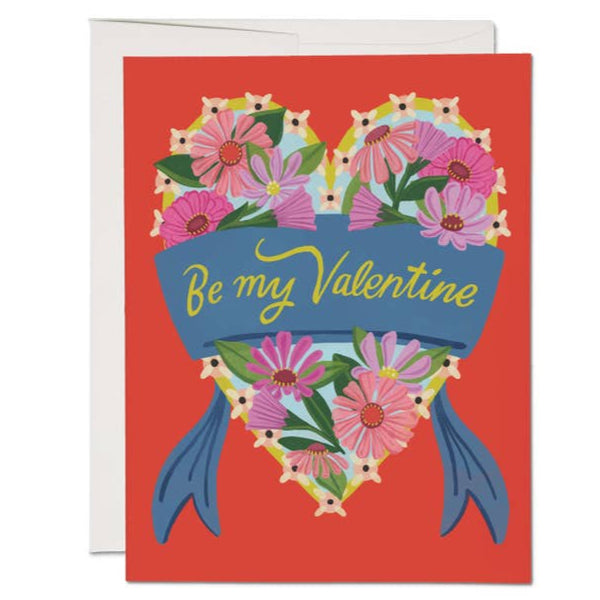 Be My Valentine Daisy Heart Greeting Card by Red Cap Cards Found At Golden Rule Gallery Outside of Minneapolis, Minnesota