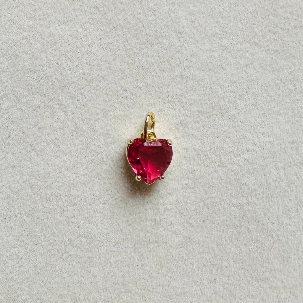 Red Stone Heart Charm for Necklace Jewelry