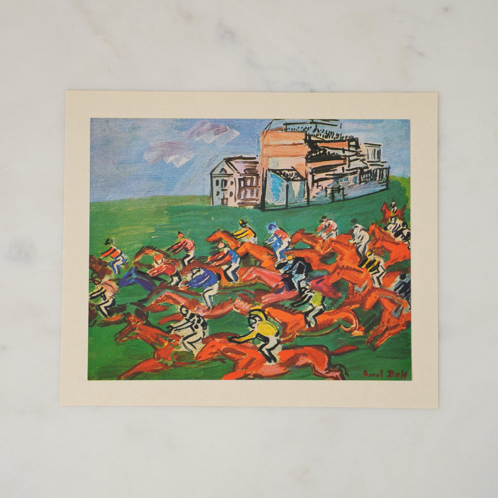 Rare 1949 "Champ de Courses" 5.75"x4.75" tipped in lithograph