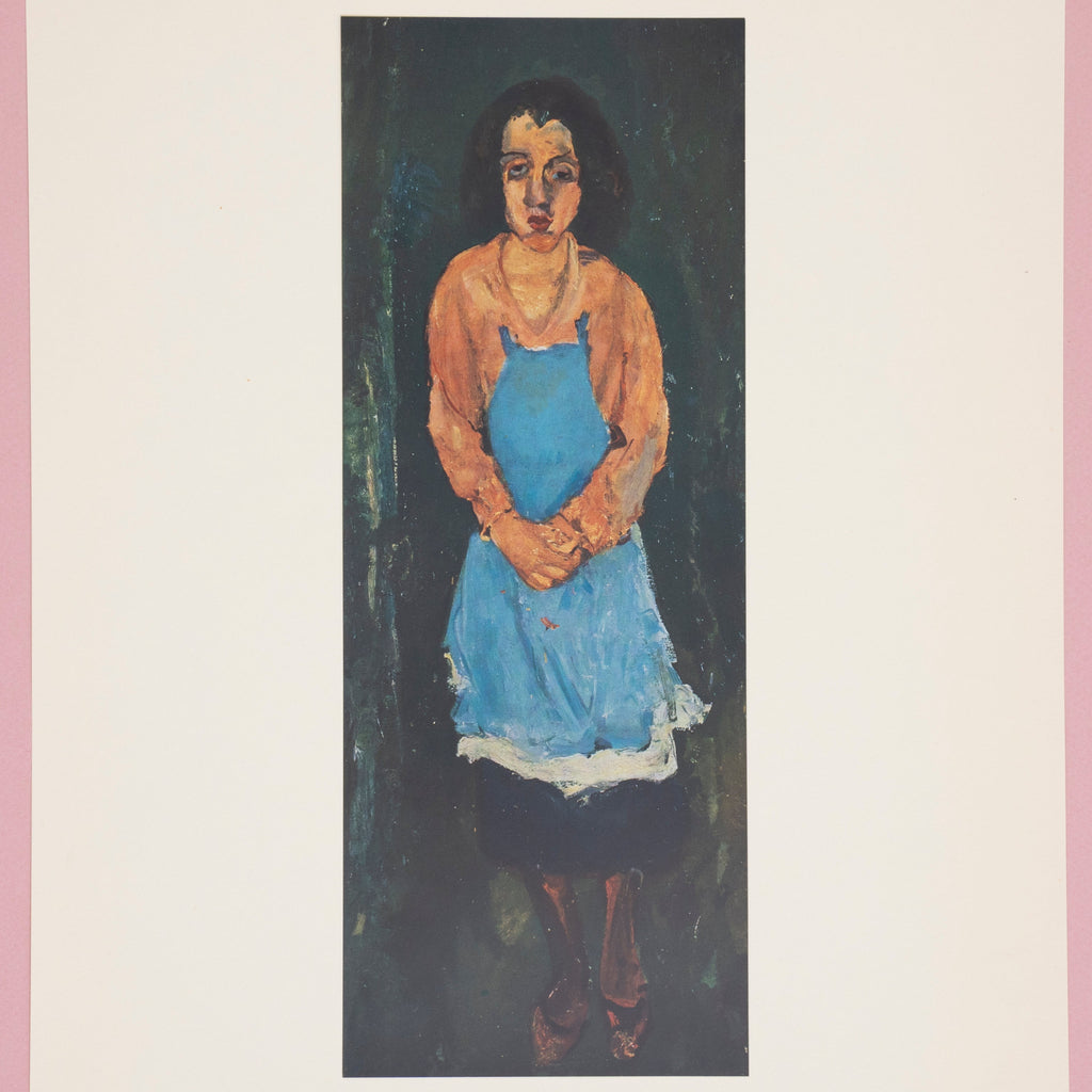 Rare Vintage 1950s Chaïm Soutine "Woman with a Blue Apron" Swiss Portrait Art Print at Golden Rule Gallery in Excelsior, Minnesota