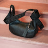 Recycled Leather Black Baggu Purse with Adjustable Strap at Golden Rule Gallery