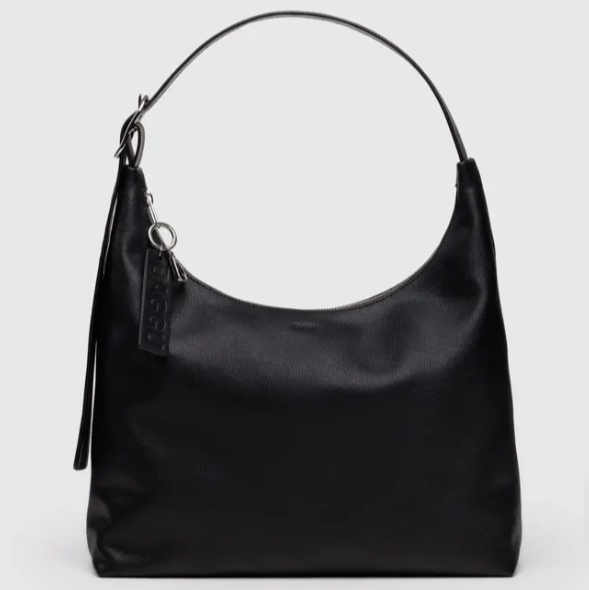 Recycled Leather Shoulder Bag in Black By Baggu at Golden Rule Gallery