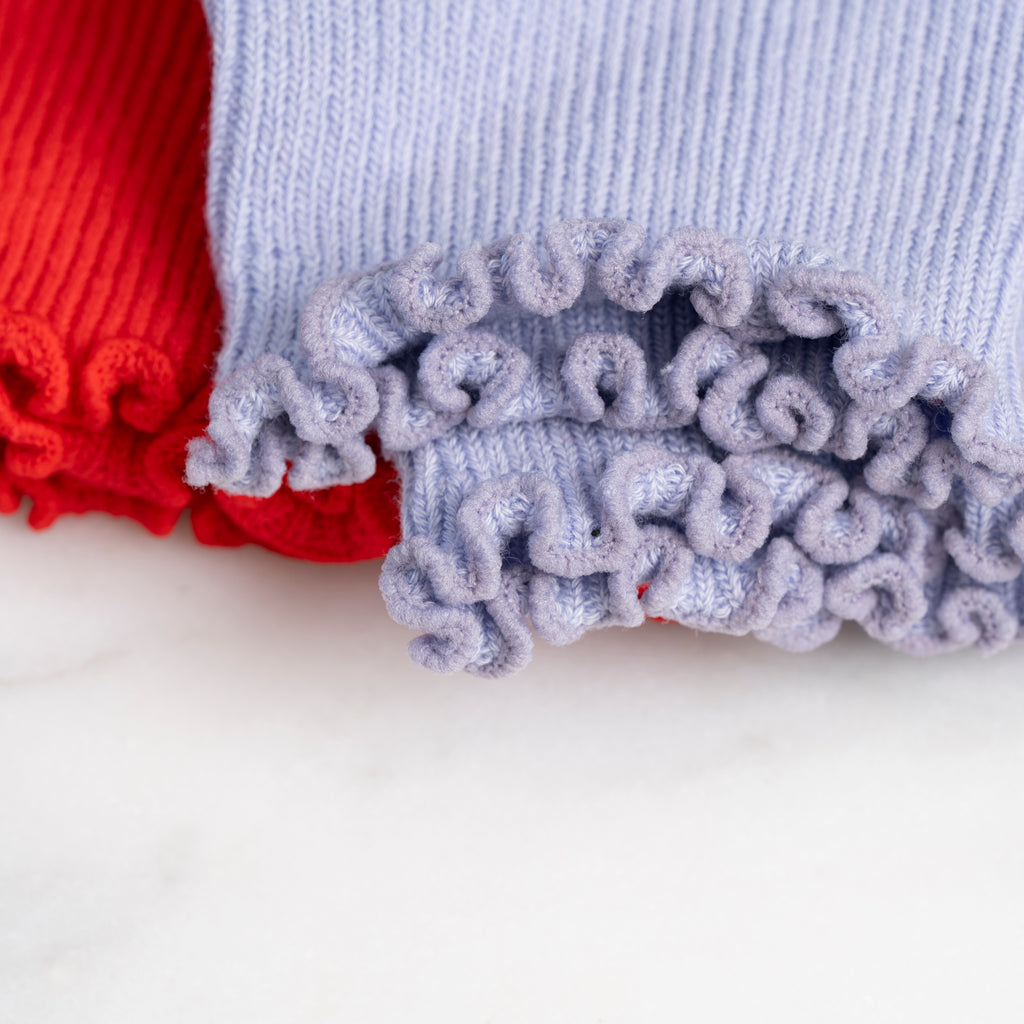 Red Lavender Set Of Lettuce Edge Socks by Baggu at Golden Rule Gallery