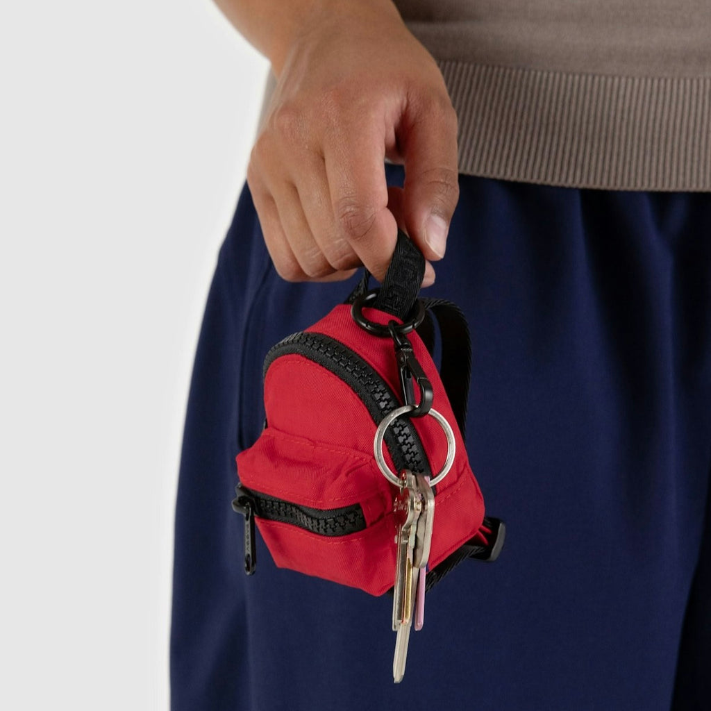 Red Mini Baggu Backpack Charm at Golden Rule Gallery