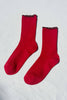Red and Brown Ruffle Crew Socks by Noble 