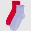 Red and Lavender Baggu Lettuce Edge Socks Set of 2 at Golden Rule Gallery
