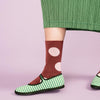 Rust Polka Dot Rie Crew Socks by Hansel from Basel at Golden Rule Gallery