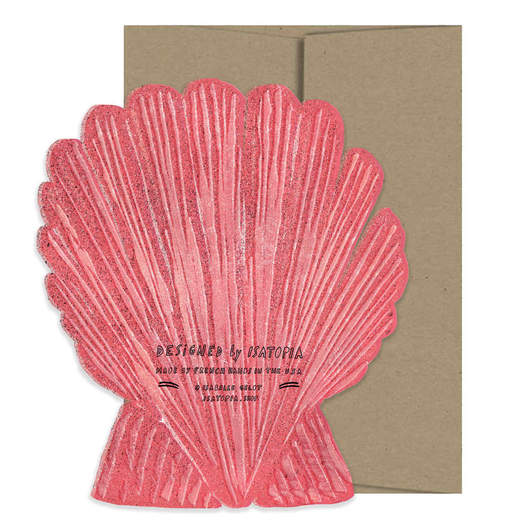 Pink shell-shaped card with a brown envelope by Isatopia