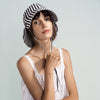 Striped Sun Bucket Hat in Black Stripes on Model 