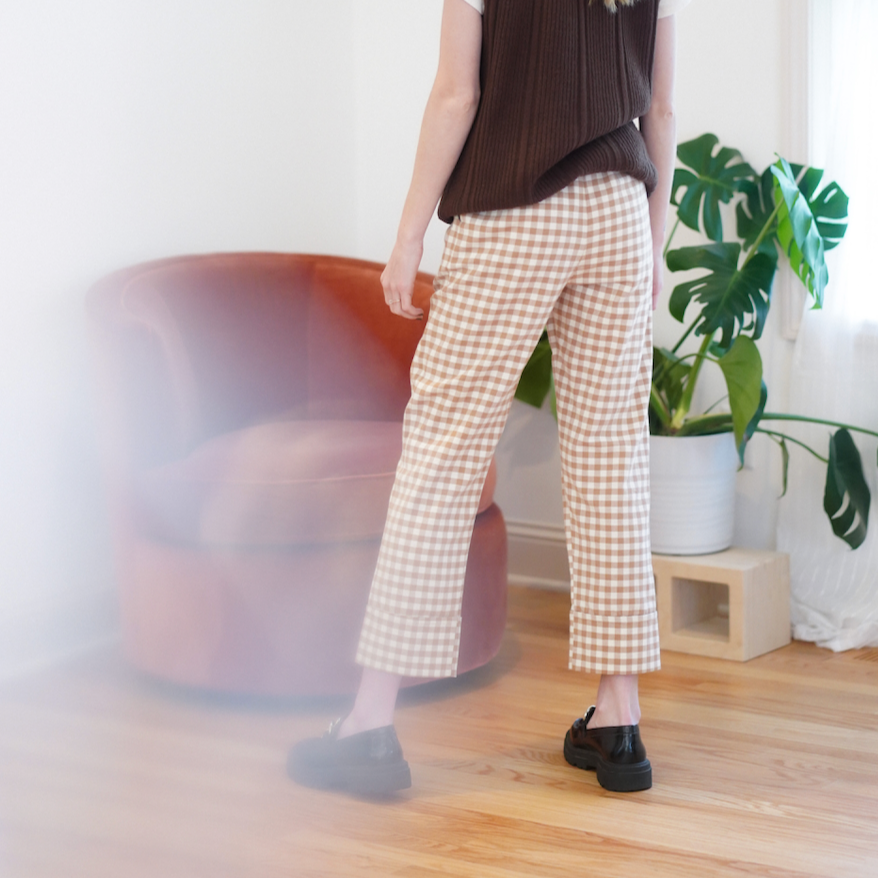 Eve Gravel Cohen Checkered Trousers at Golden Rule Gallery in Minnesota