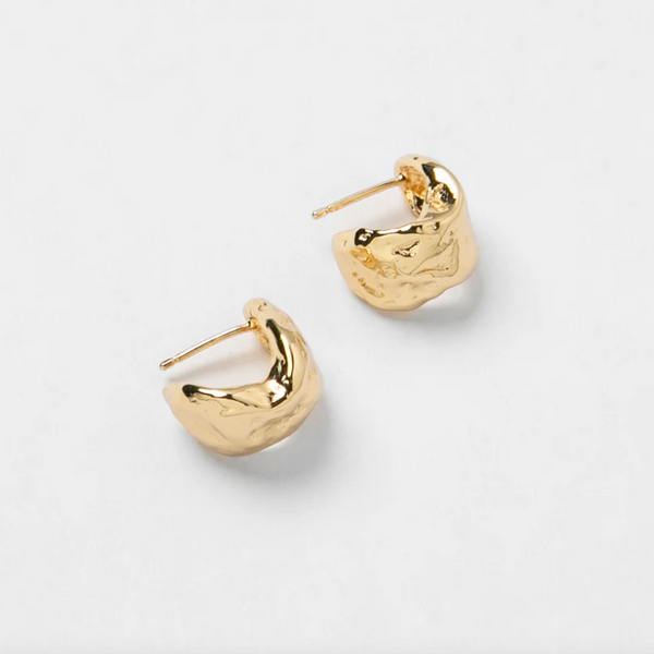 Gold Plated Brass Wolf Circus Roden Hoop Earrings
