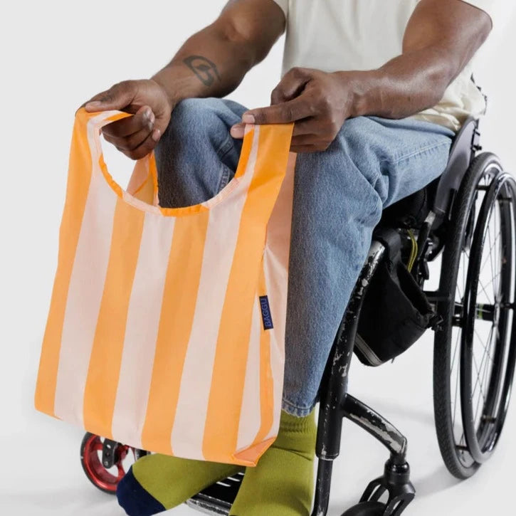 Small Baggu Reusable Bag Orange Stripes at Golden Rule Gallery