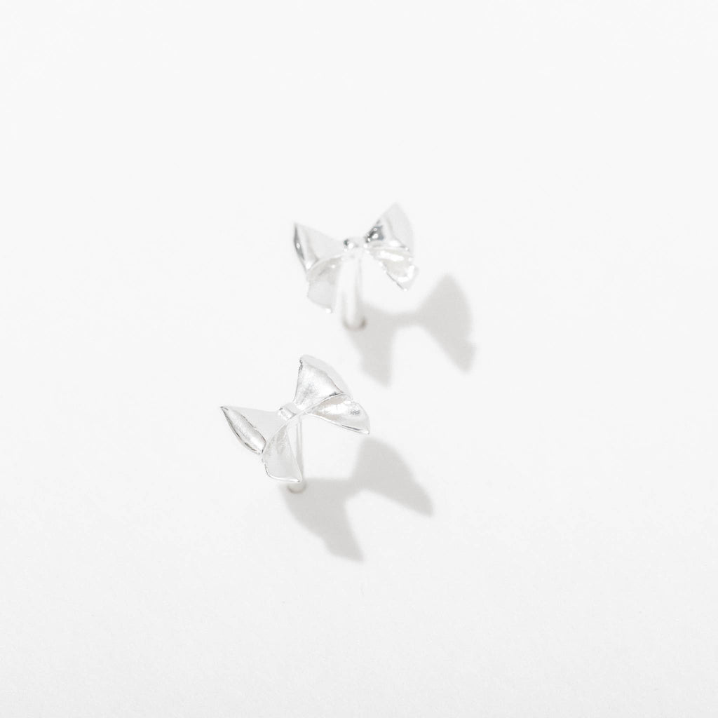 Sterling Silver Tiny Bow Stud Earrings
