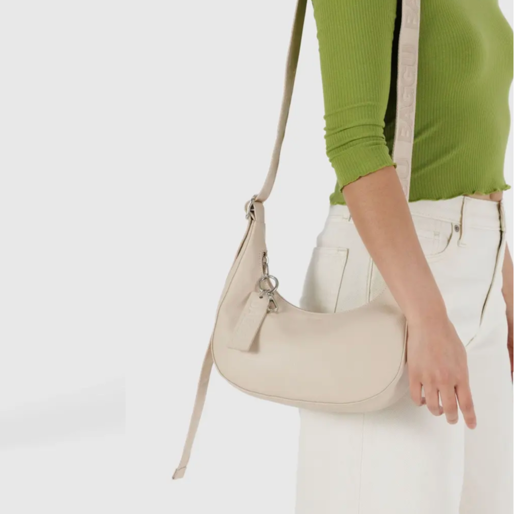 Stone Baggu Small Recycled Leather Crescent Bag at Golden Rule Gallery