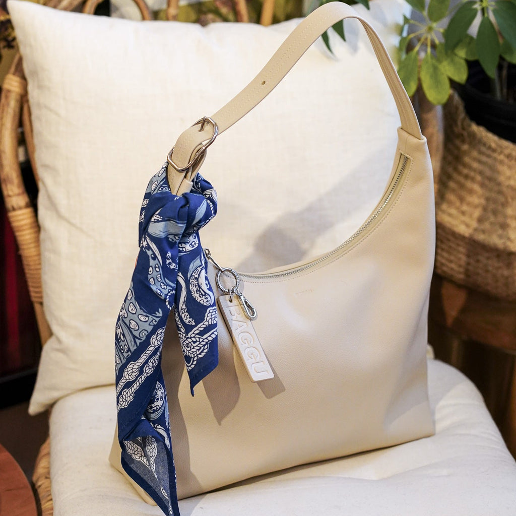 Stone Colored Baggu Recycled Leather Shoulder Bag at Golden Rule Gallery